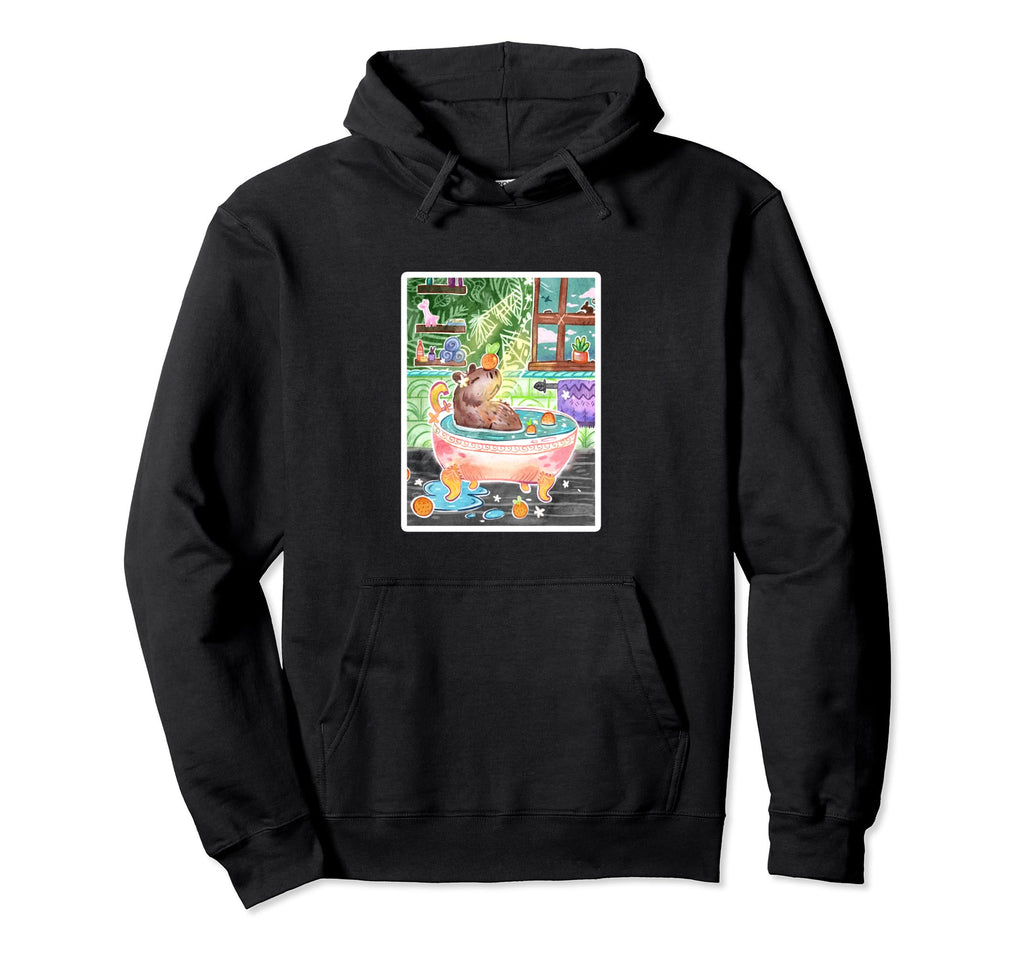 Capybara Bathtub Oranges Tropical Jungle Spa Hoodie - Graphic Print Unisex - T-Shirt, Sweatshirt, Hoodie