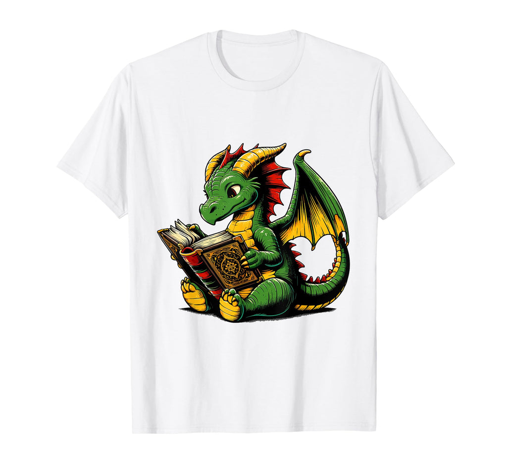 Dragon Reading Book Bookworm Books T-Shirt - Custom Art Print Unisex - T-Shirt, Sweatshirt, Hoodie