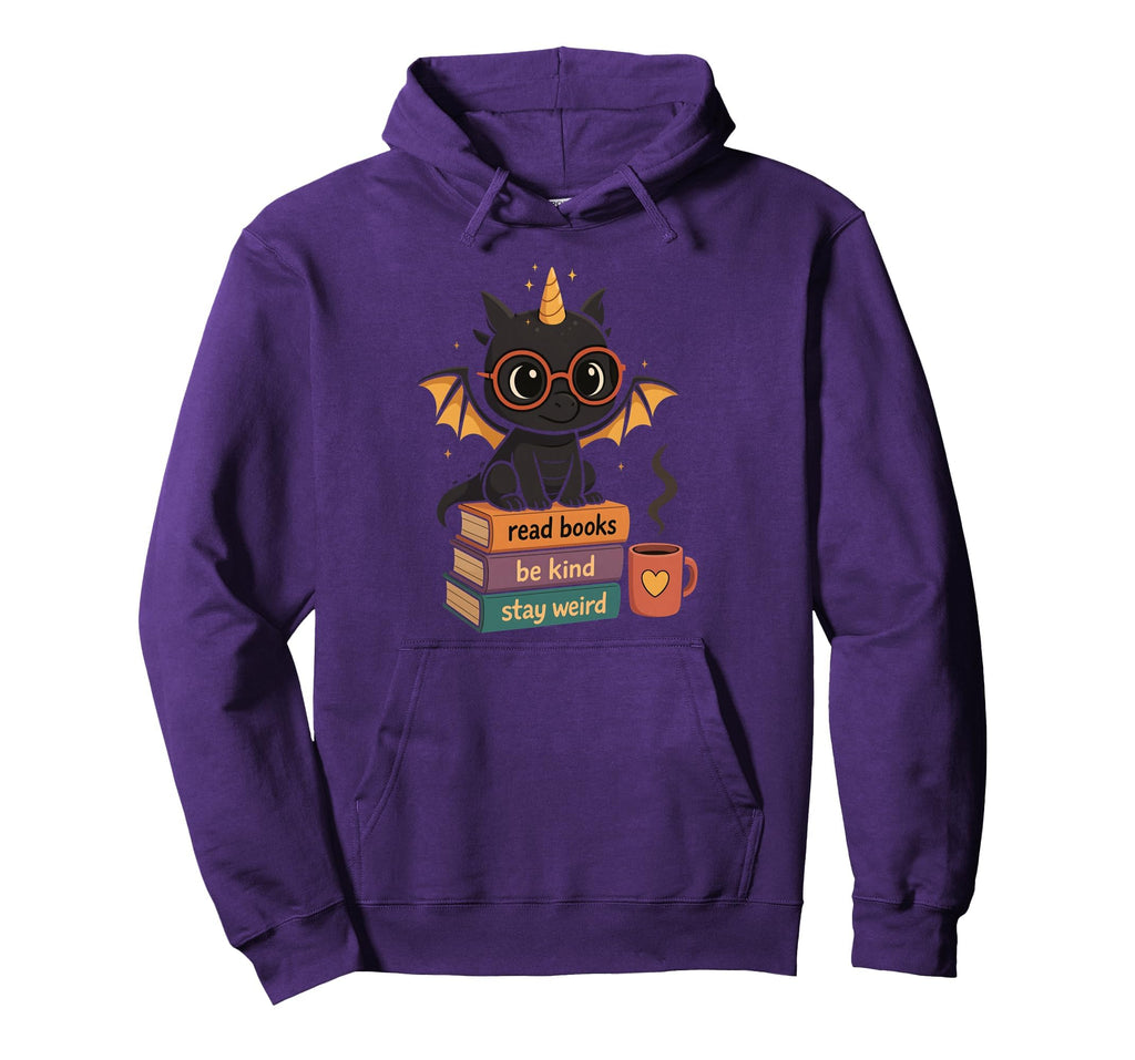 Book Lover Cozy Dragon Reading Magical Hoodie - Minimalist Print Unisex - T-Shirt, Sweatshirt, Hoodie