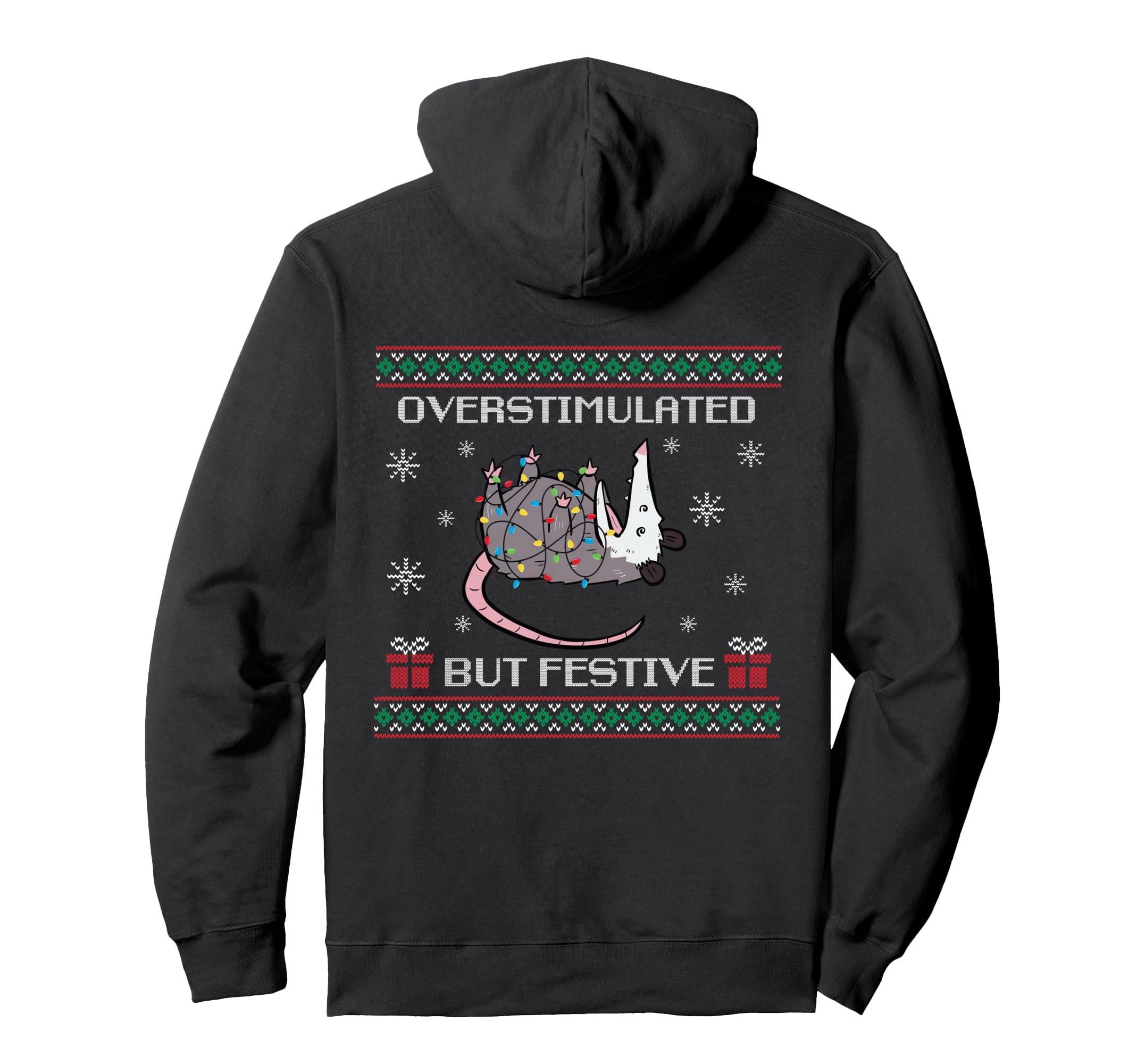 Overstimulated But Festive Opossum Hoodie - Streetwear Style for Adults - T-Shirt, Sweatshirt, Hoodie