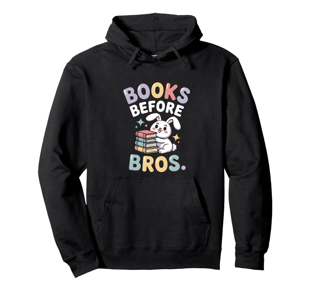 Books Before Bros Nerdy Fox Reading Lover Hoodie - Aesthetic Graphic Unisex - T-Shirt, Sweatshirt, Hoodie