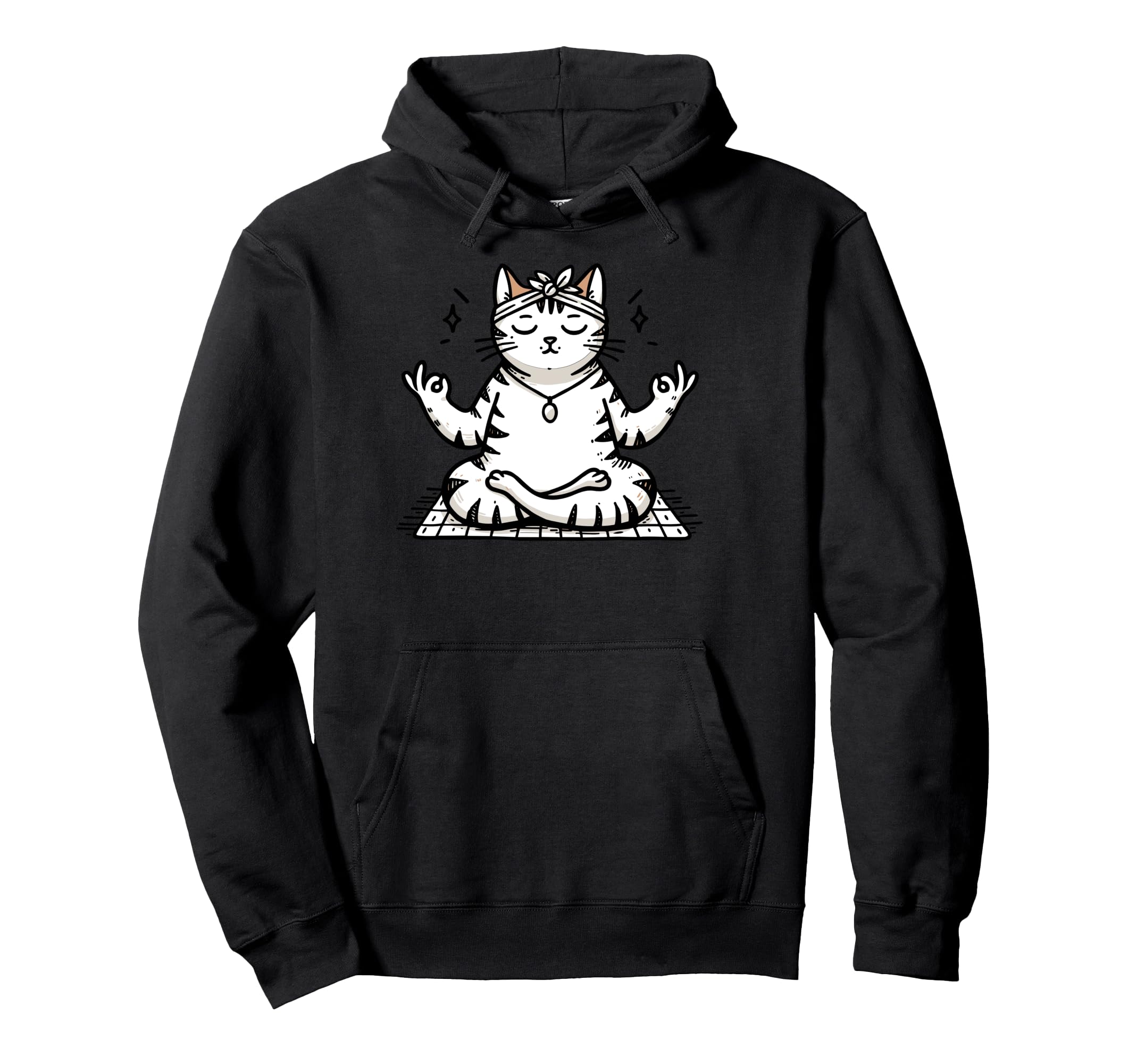 Meditation Cat Yoga Pose Relaxing Animal Hoodie - Streetwear Style Unisex - T-Shirt, Sweatshirt, Hoodie