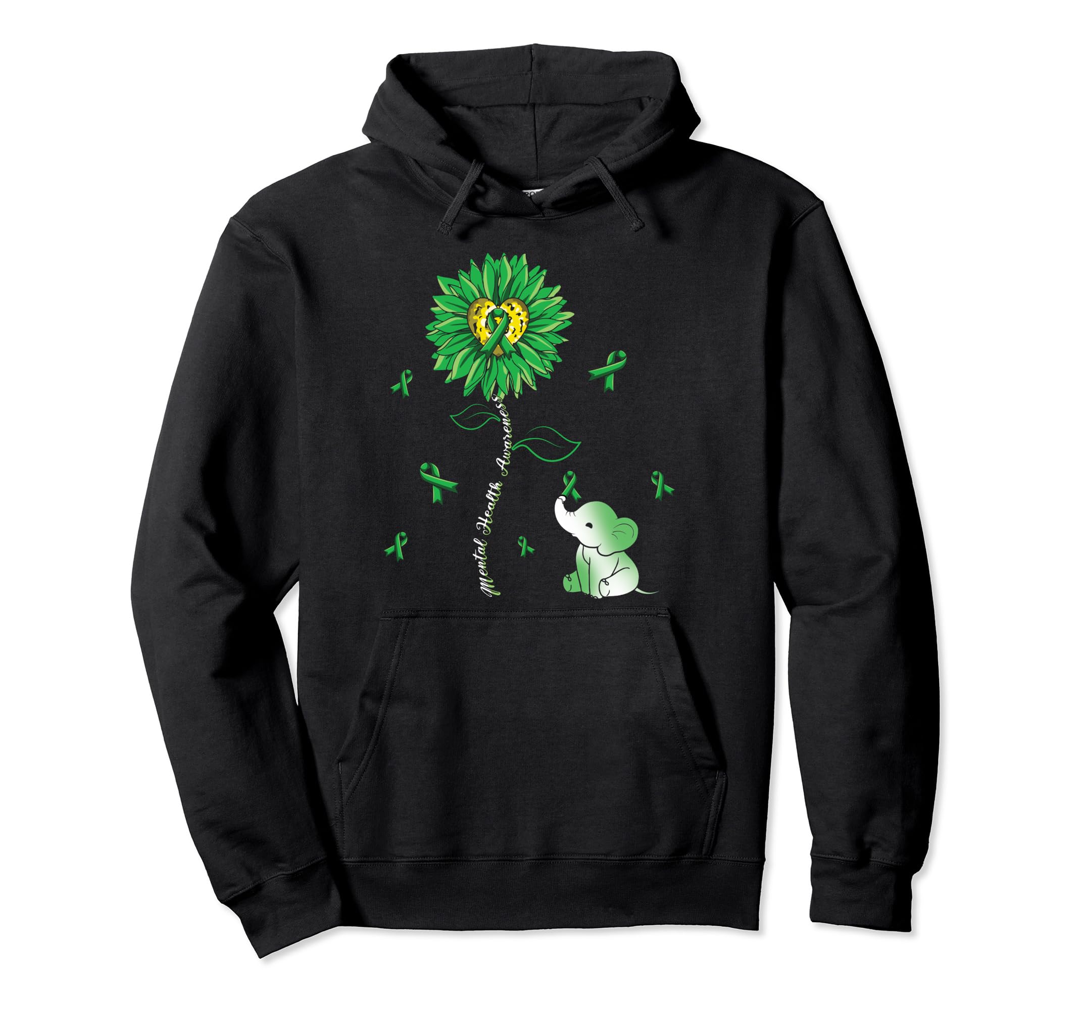 Green Elephant Awareness Ribbon Hoodie - Casual Everyday Wear Men Women - T-Shirt, Sweatshirt, Hoodie