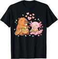 Cute Capybara Axolotl Eating Dim Sum Bao Mochi Kawaii T-Shirt Unisex T-shirt, Sweatshirt, Hoodie, Long Sleeve Tee - T-Shirt, Sweatshirt, Hoodie