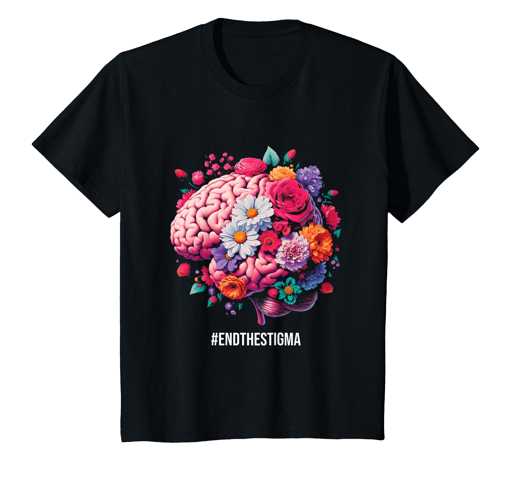 End Stigma Floral Brain Mental T-Shirt - Aesthetic Graphic Men Women - T-Shirt, Sweatshirt, Hoodie