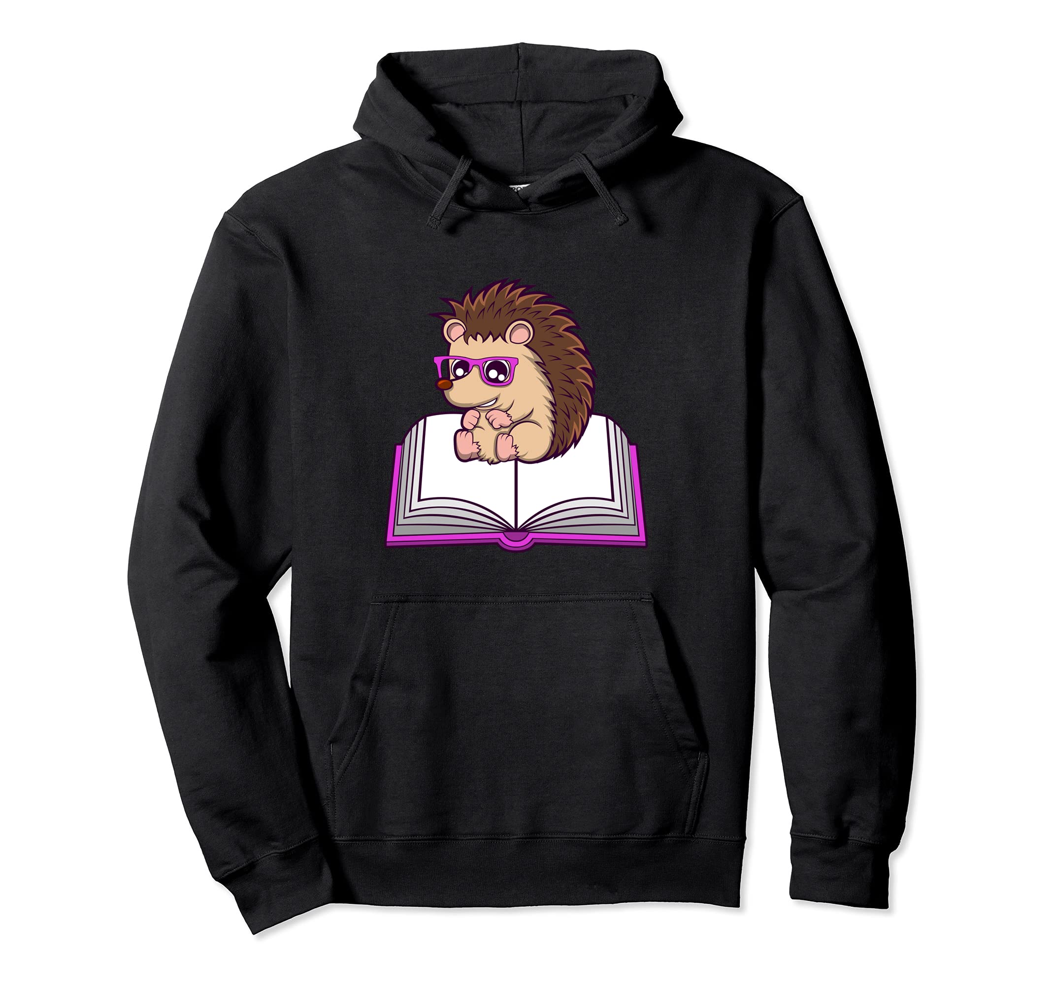 Funny Hedgehog Book Club Reading Hoodie - Fun Novelty Design Men Women - T-Shirt, Sweatshirt, Hoodie