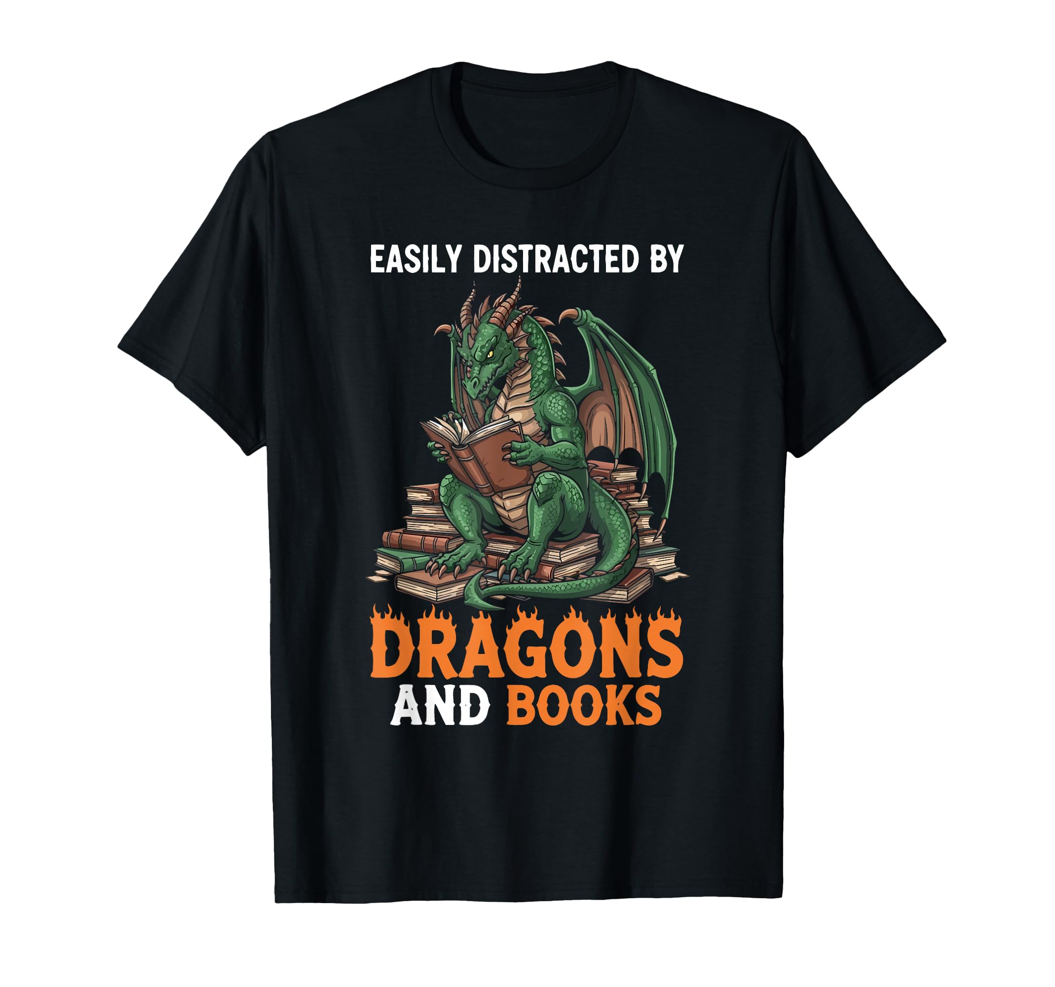 Funny Easily Distracted Dragons And Books T-Shirt - Minimalist Print Unisex - T-Shirt, Sweatshirt, Hoodie