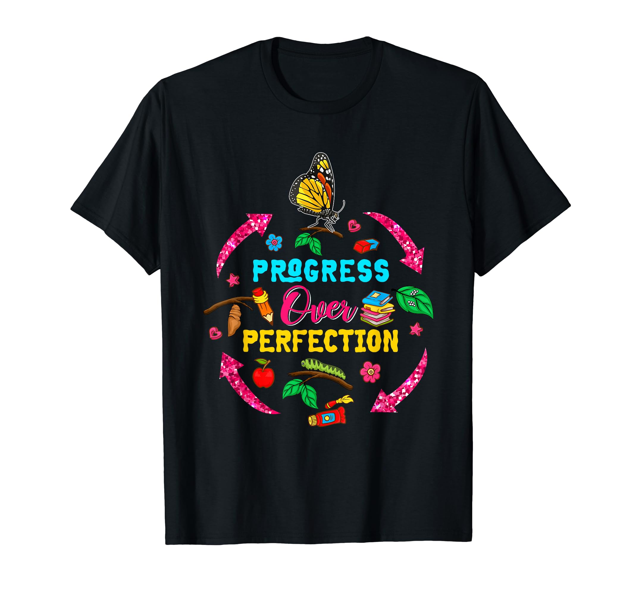 Progress Over Perfection Life Cycle T-Shirt - Graphic Print Unisex - T-Shirt, Sweatshirt, Hoodie