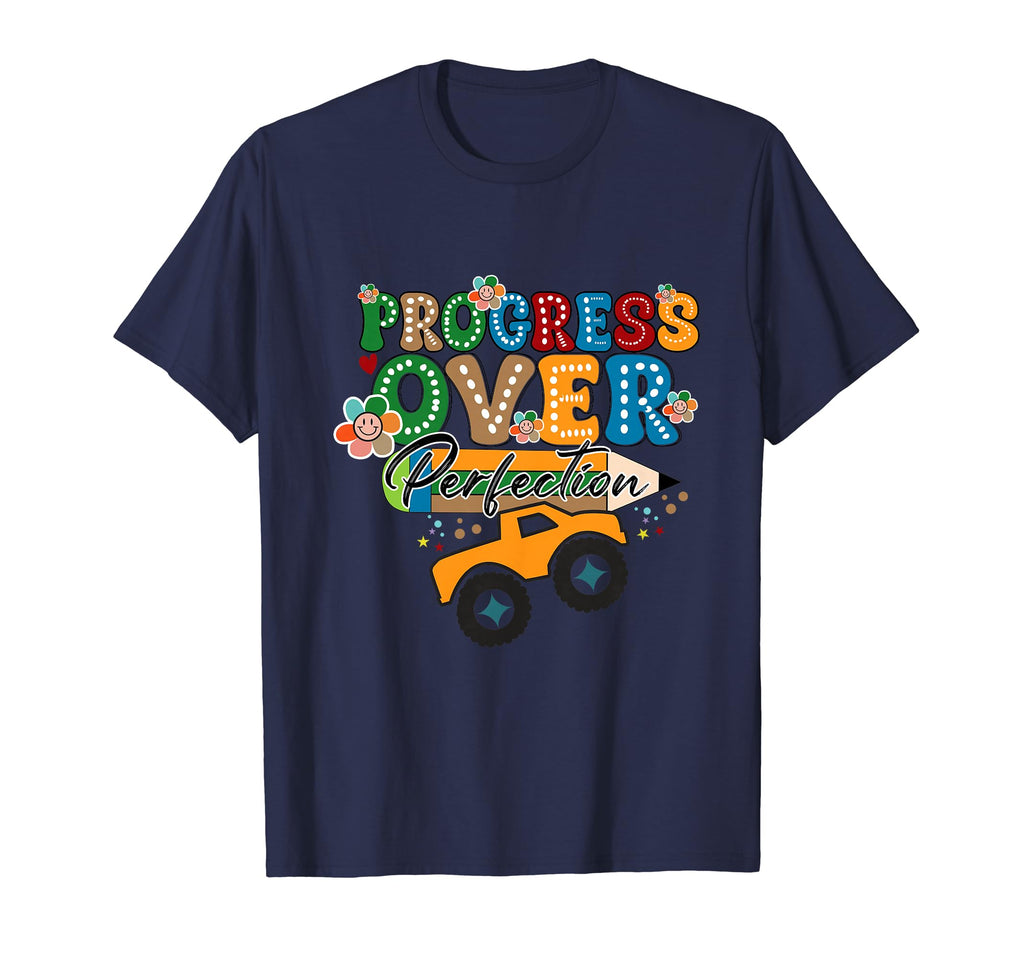 Progress Over Perfection School Truck T-Shirt - Trendy Graphic Unisex - T-Shirt, Sweatshirt, Hoodie