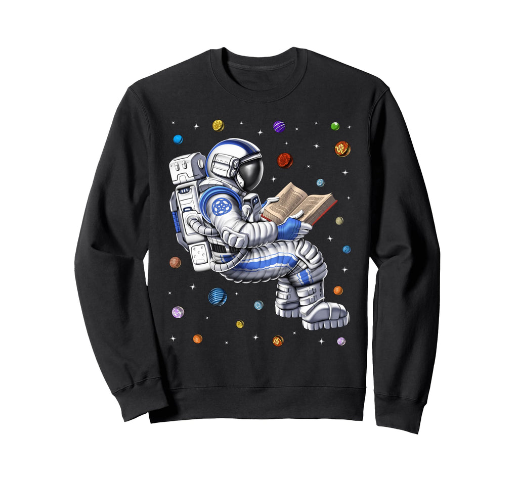 Space Astronaut Reading Book Sweatshirt - Graphic Print for Adults - T-Shirt, Sweatshirt, Hoodie