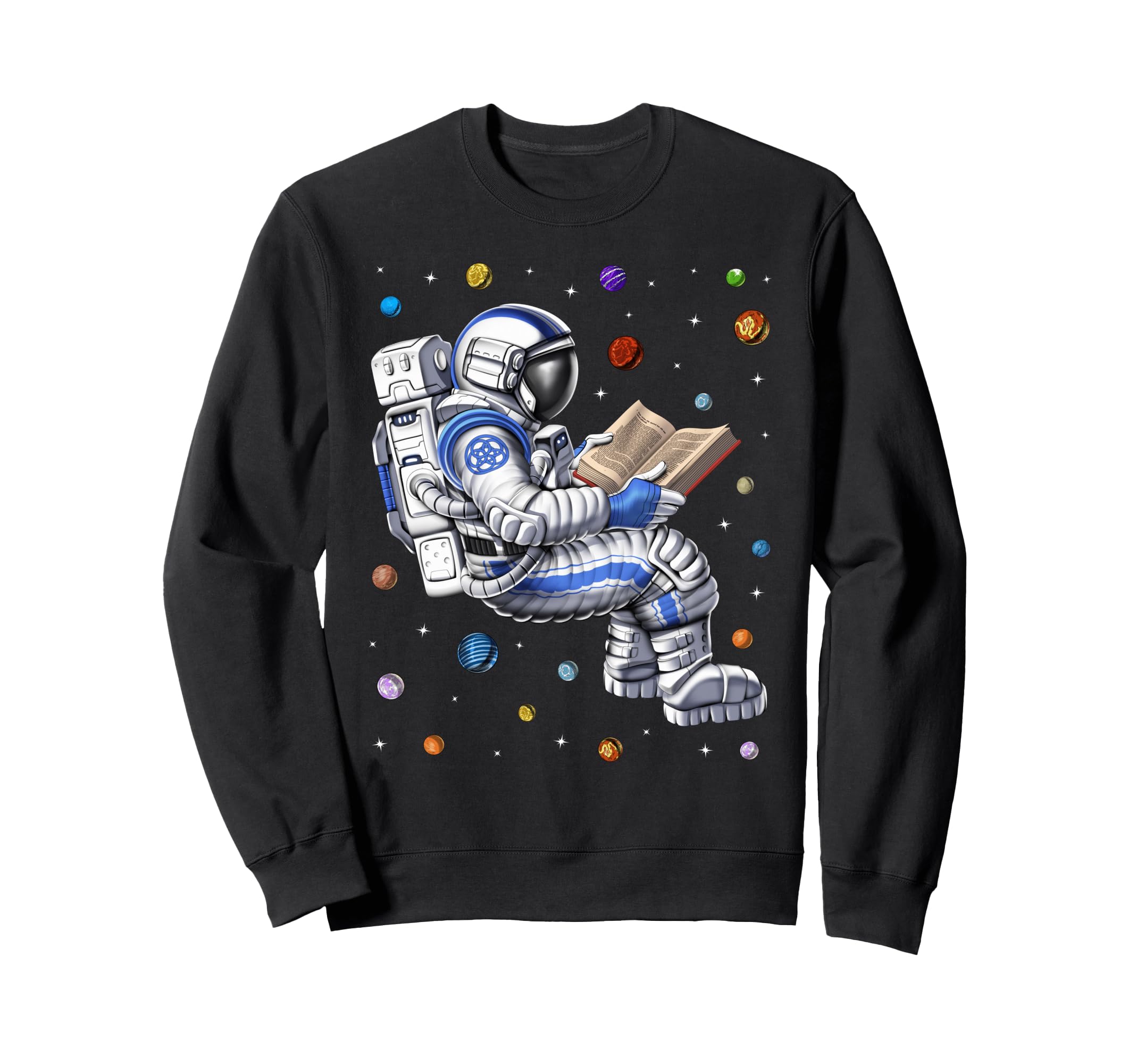 Space Astronaut Reading Book Sweatshirt - Graphic Print for Adults - T-Shirt, Sweatshirt, Hoodie