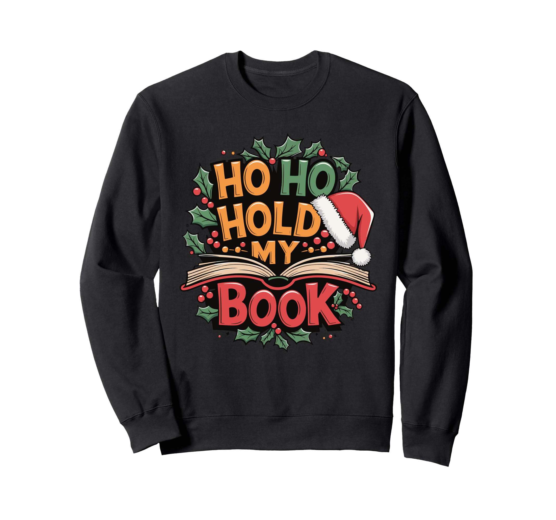 Santa Bookworm Reader Bibliophile Sweatshirt - Minimalist Print for Adults - T-Shirt, Sweatshirt, Hoodie