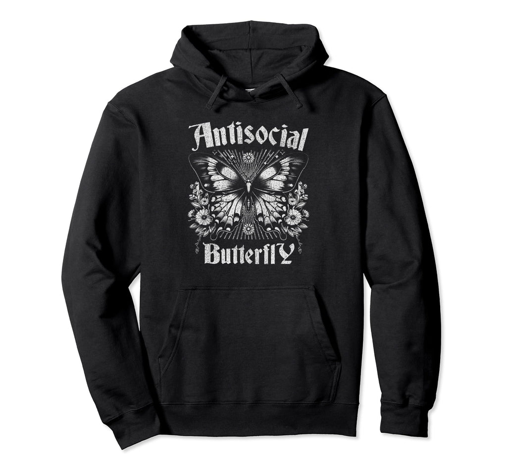 Sarcastic Antisocial Butterfly Hoodie - Minimalist Print Men Women - T-Shirt, Sweatshirt, Hoodie