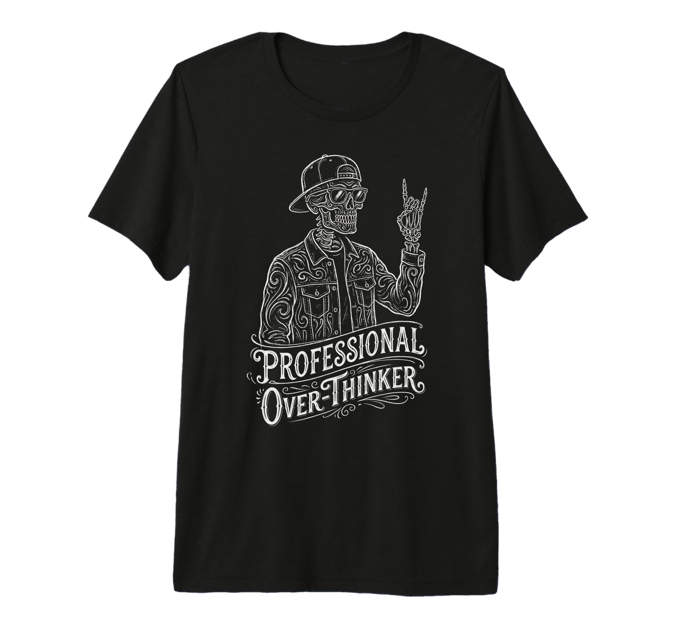 Professional Overthinker Skeleton T-Shirt - Unique Graphic for Adults - T-Shirt, Sweatshirt, Hoodie