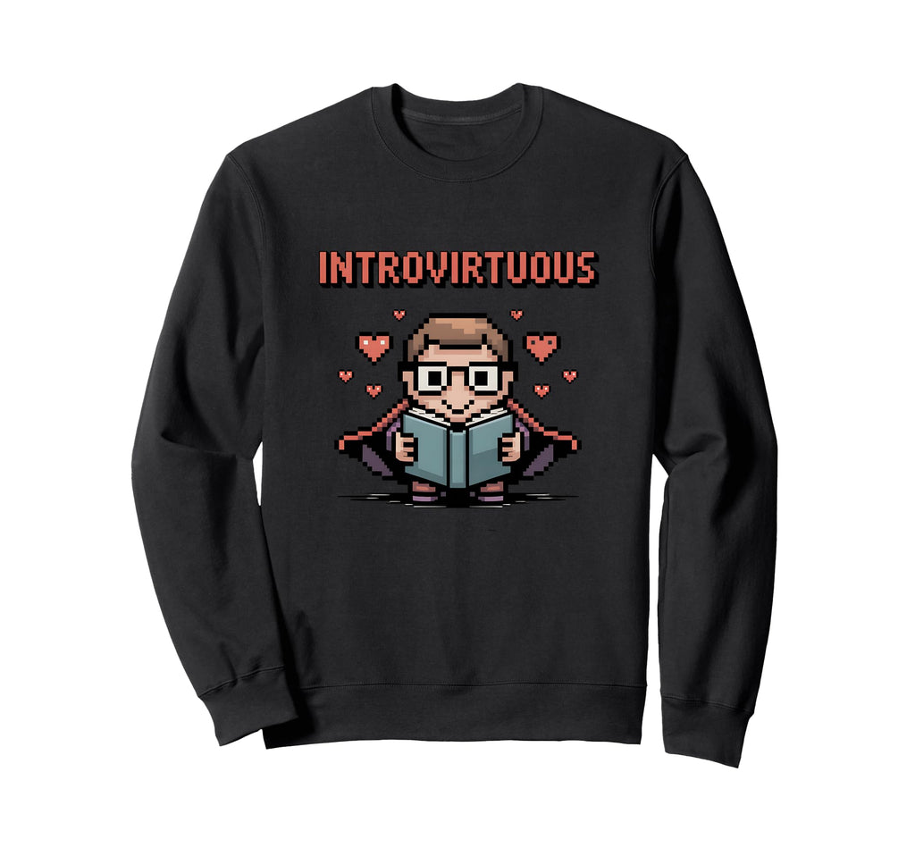 Introvert Nerd Geek Reading Book Sweatshirt - Custom Art Print Unisex - T-Shirt, Sweatshirt, Hoodie