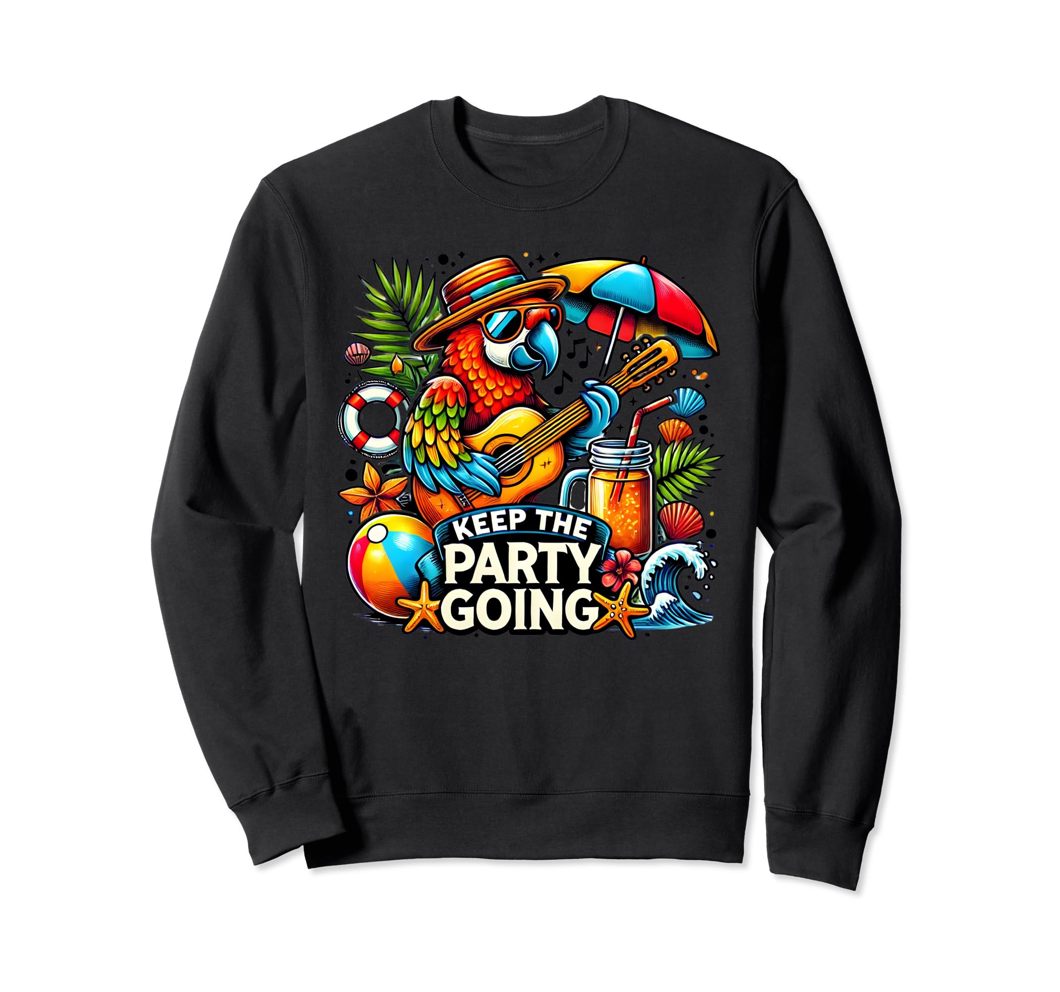 Keep Party Going Funny Parrot Sweatshirt - Custom Art Print Men Women - T-Shirt, Sweatshirt, Hoodie