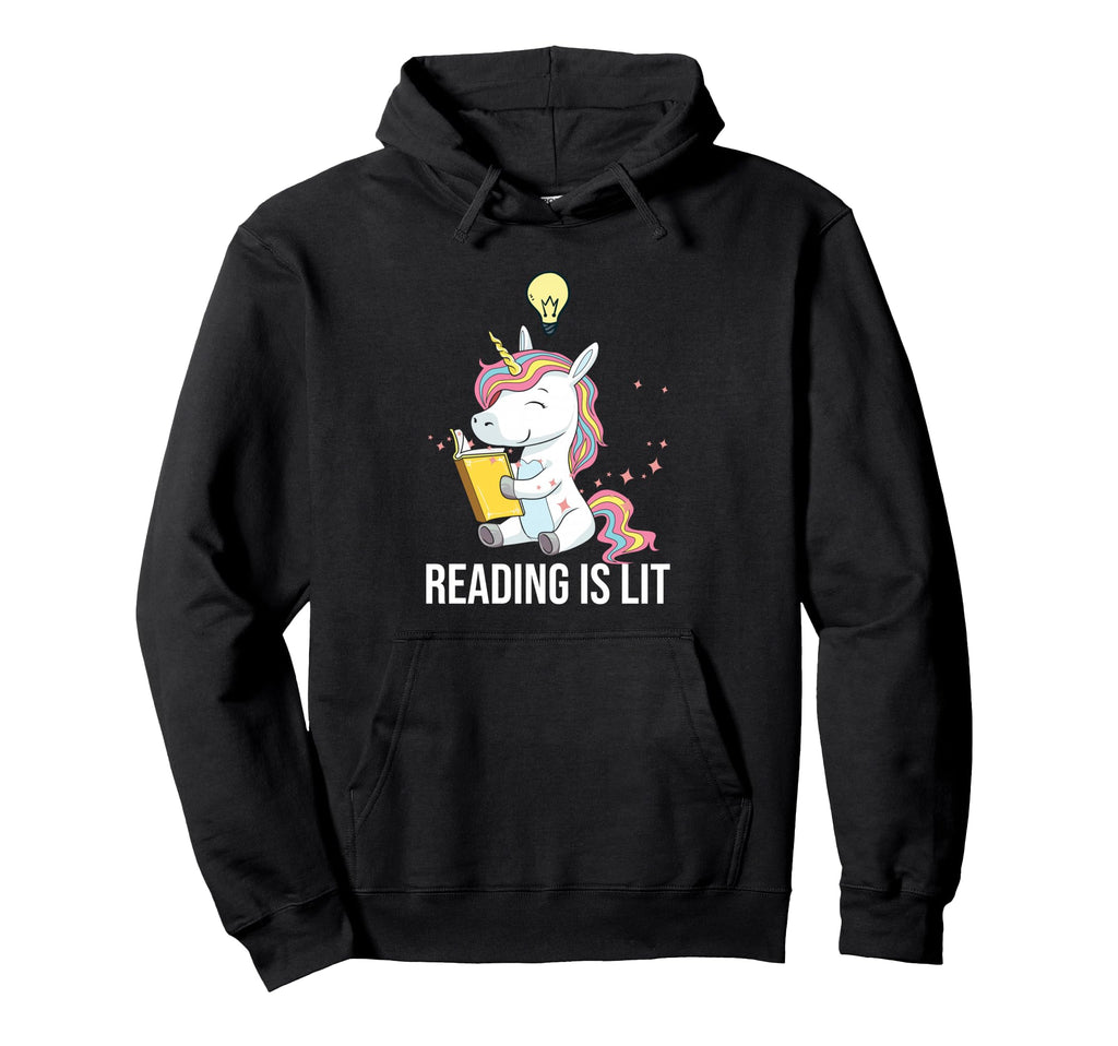 Reading Is Lit Unicorn Library English Hoodie - Novelty Apparel Men Women - T-Shirt, Sweatshirt, Hoodie