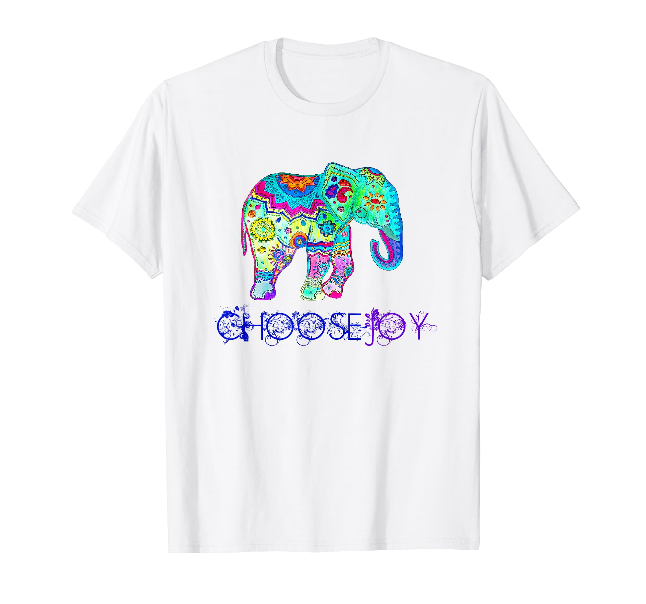 Choose Joy Boho Elephant Mandala T-Shirt - Casual Everyday Wear Men Women - T-Shirt, Sweatshirt, Hoodie