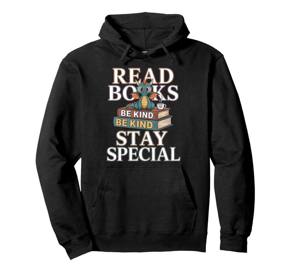 Book Lovers Reading Dragon Reading Bookworm Hoodie - Trendy Graphic Unisex - T-Shirt, Sweatshirt, Hoodie