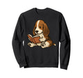 Dog Basset Hound Reading Book Sweatshirt - Fun Novelty Design Unisex - T-Shirt, Sweatshirt, Hoodie