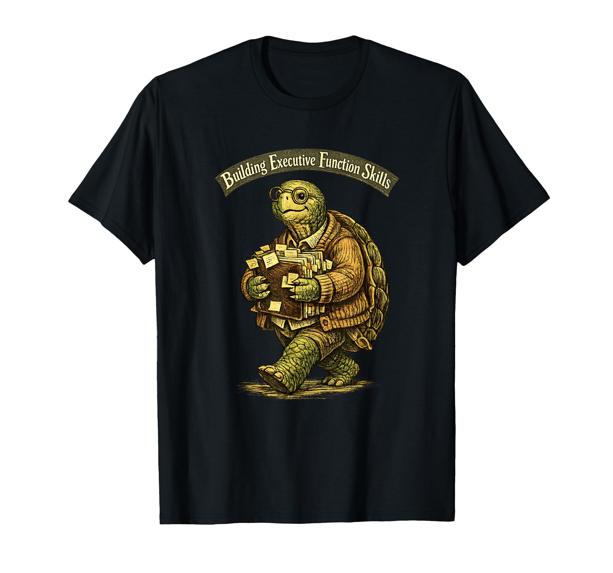 Funny Turtle Building Executive Function T-Shirt - Graphic Print Men Women - T-Shirt, Sweatshirt, Hoodie