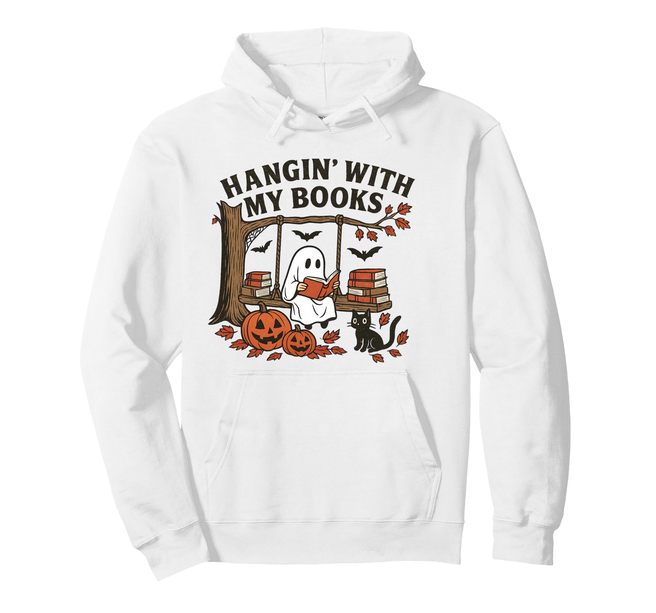 Halloween Ghost Hanging My Books Book Hoodie - Novelty Apparel Men Women - T-Shirt, Sweatshirt, Hoodie