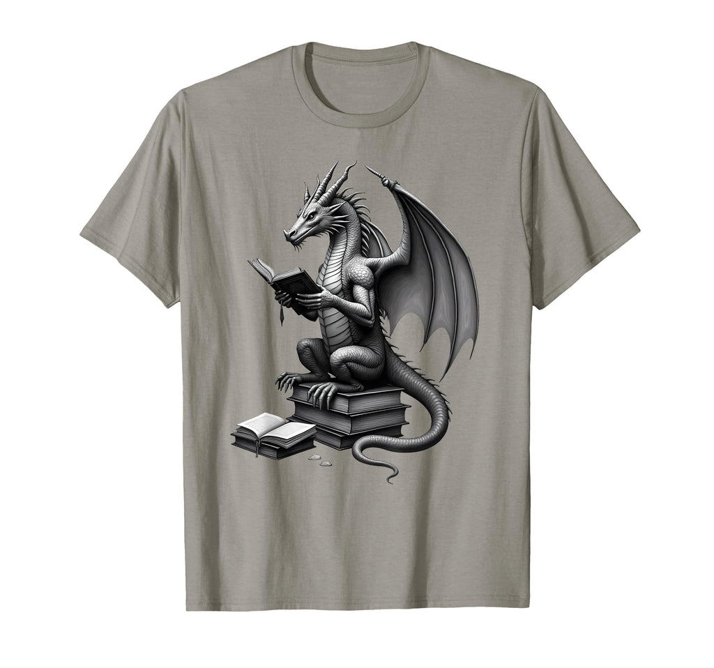 Fantasy Book Reader Dragon Reading Books T-Shirt - Aesthetic Graphic Unisex - T-Shirt, Sweatshirt, Hoodie