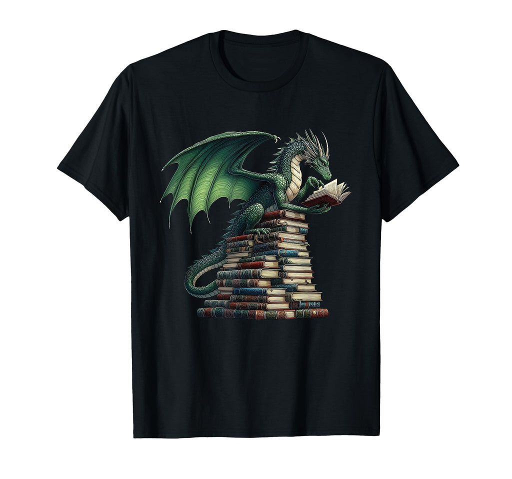 Bookworm Dragon Reading Books Dragon T-Shirt - Casual Everyday Wear Unisex - T-Shirt, Sweatshirt, Hoodie
