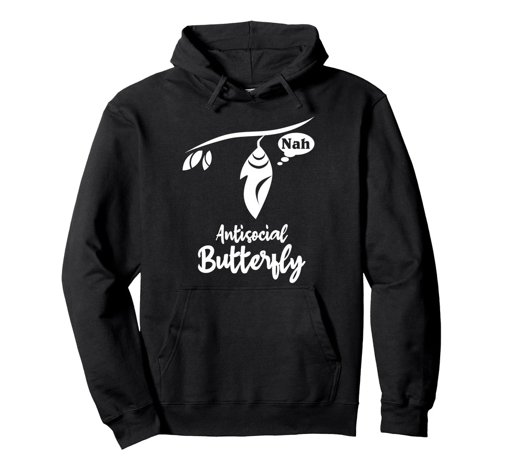 Antisocial Butterfly Introvert Hoodie - Aesthetic Graphic Men Women - T-Shirt, Sweatshirt, Hoodie