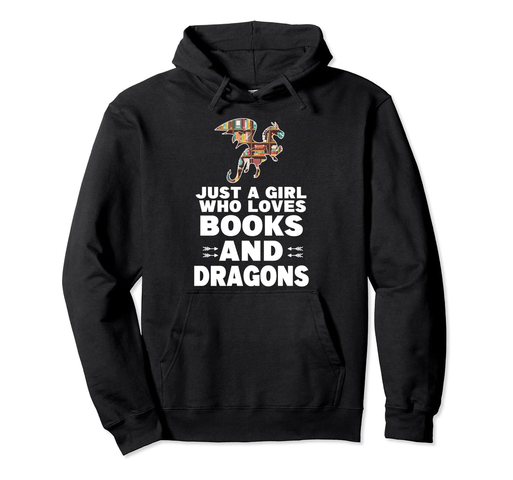 Just Who Loves Books And Dragons Reading Hoodie - Trendy Graphic for Adults - T-Shirt, Sweatshirt, Hoodie