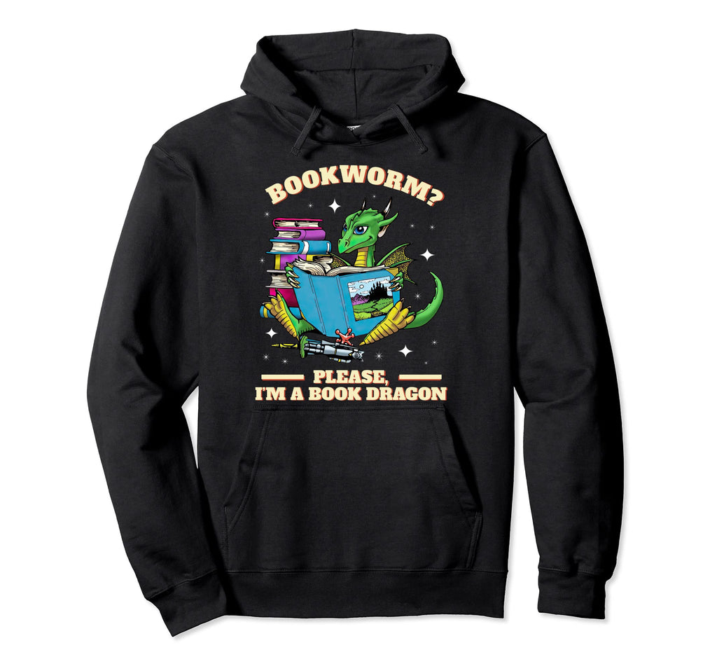 Bookworm Please Im Book Dragon Funny Hoodie - Aesthetic Graphic for Adults - T-Shirt, Sweatshirt, Hoodie