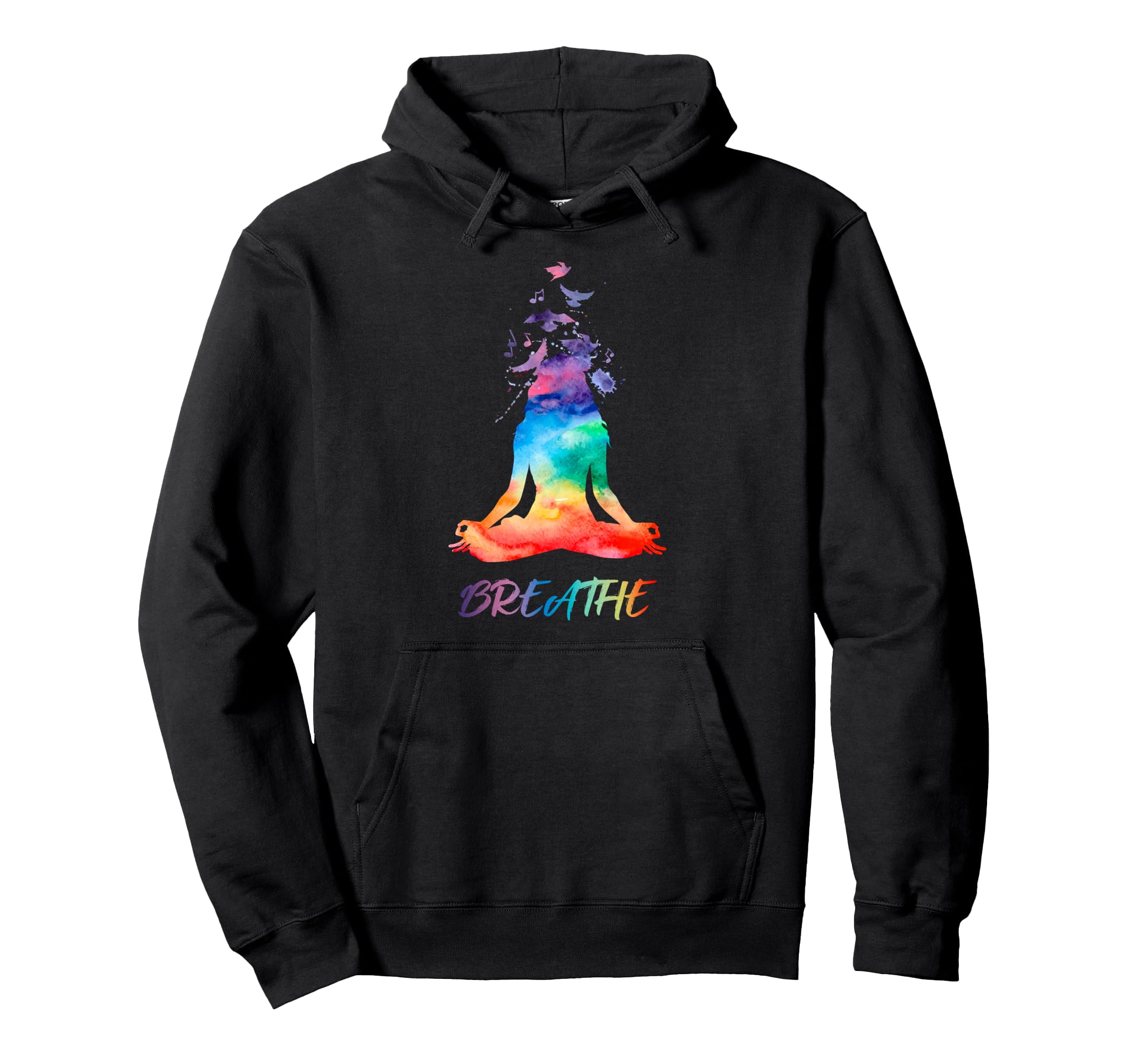 Yoga Lotus Pose Mandala Breathe Hoodie - Aesthetic Graphic Men Women - T-Shirt, Sweatshirt, Hoodie