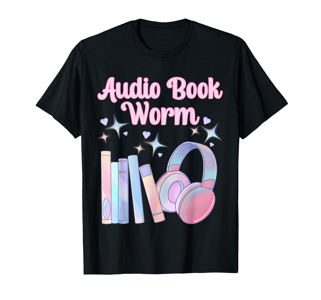 Audio Book Worm Book Lover Pastel T-Shirt - Novelty Apparel Men Women - T-Shirt, Sweatshirt, Hoodie