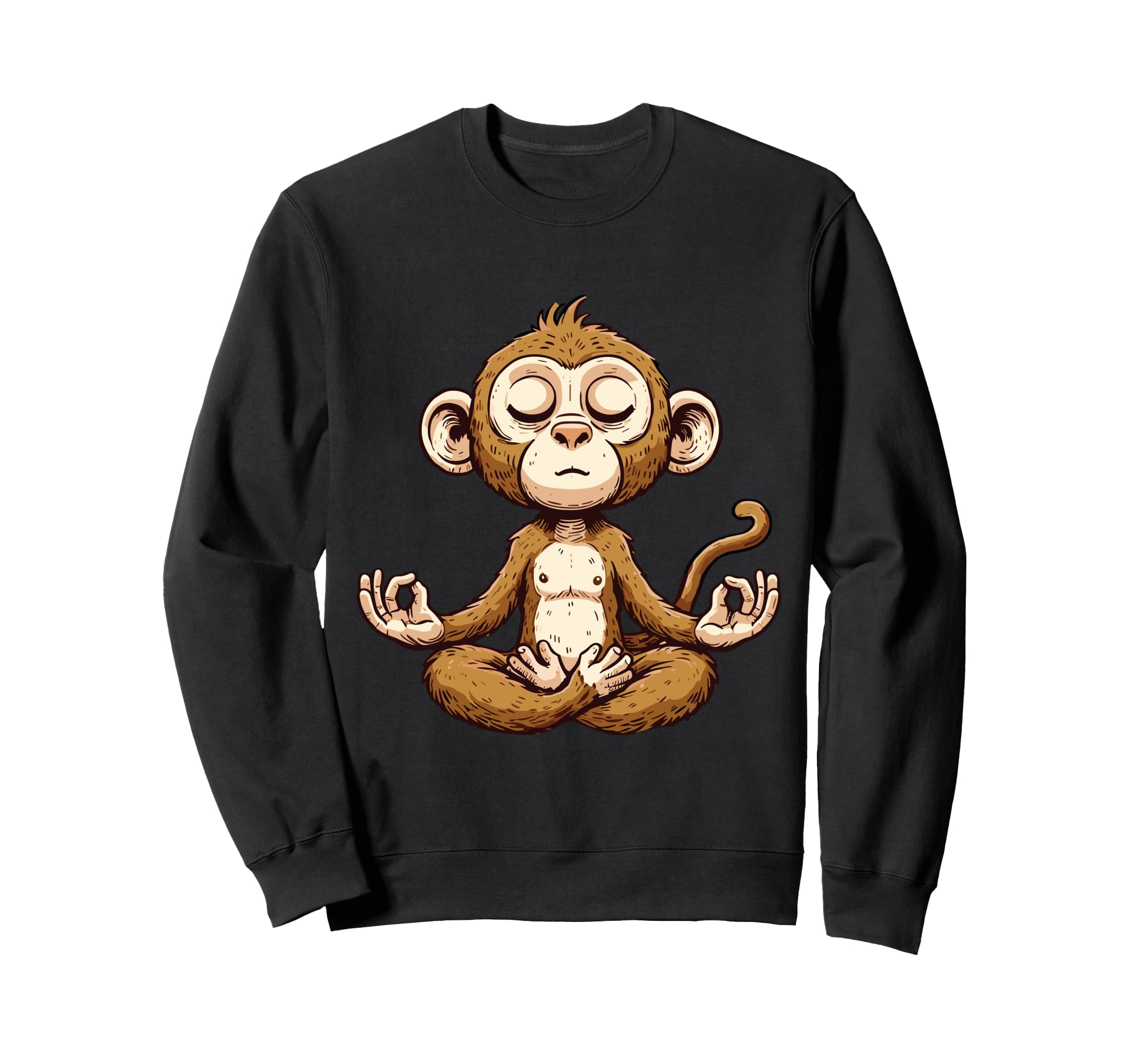 Meditation Monkey Yoga Pose Relaxing Sweatshirt - Trendy Graphic Unisex - T-Shirt, Sweatshirt, Hoodie