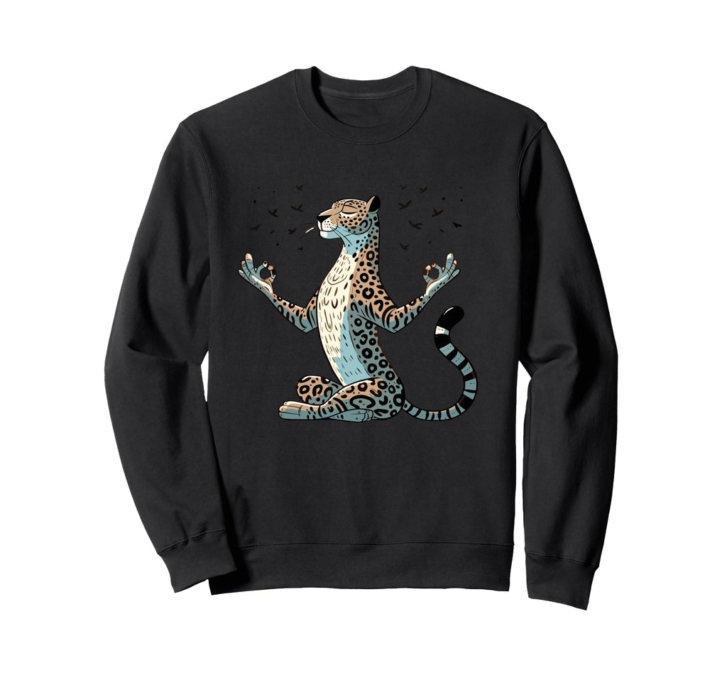 Meditation Leopard Yoga Pose Sweatshirt - Minimalist Print for Adults - T-Shirt, Sweatshirt, Hoodie