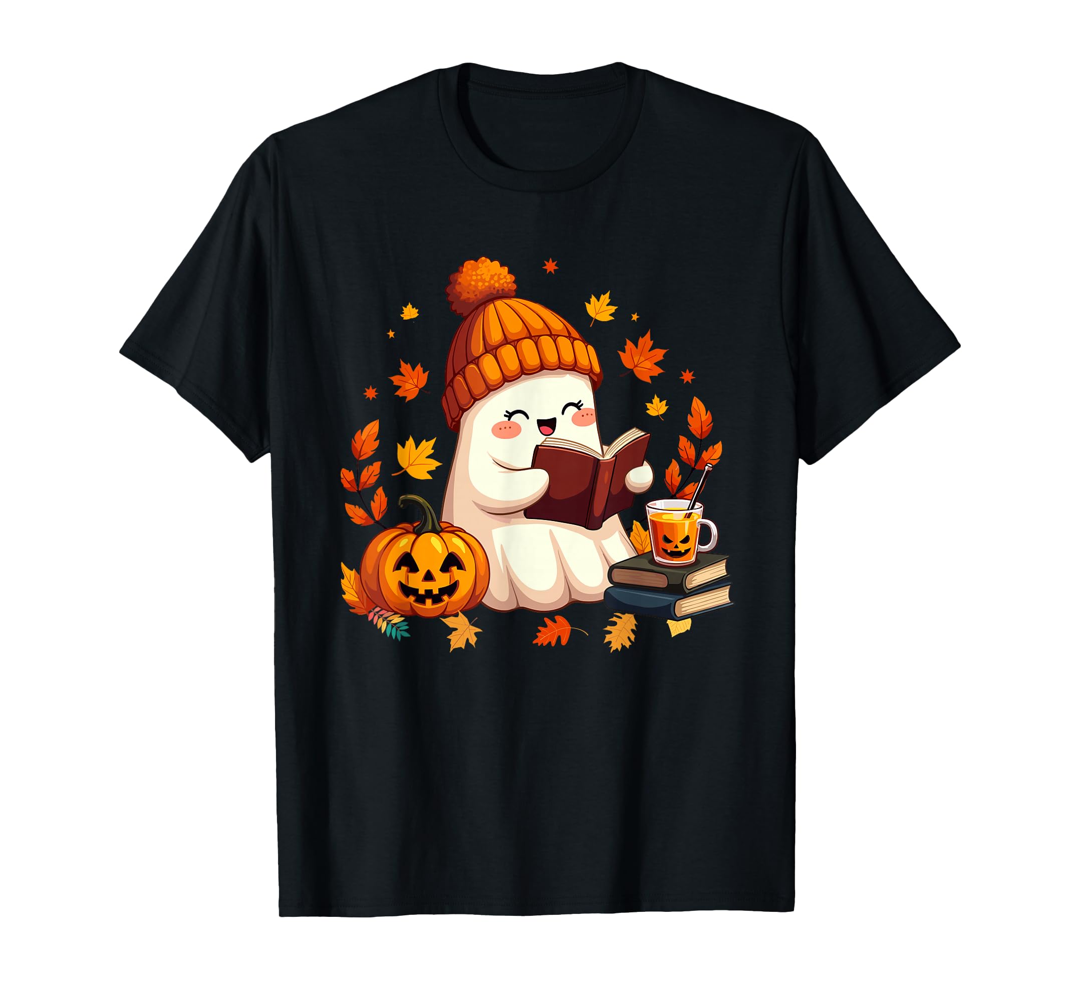 Ghost Reading Book Halloween Coffee Book T-Shirt - Streetwear Style Unisex - T-Shirt, Sweatshirt, Hoodie