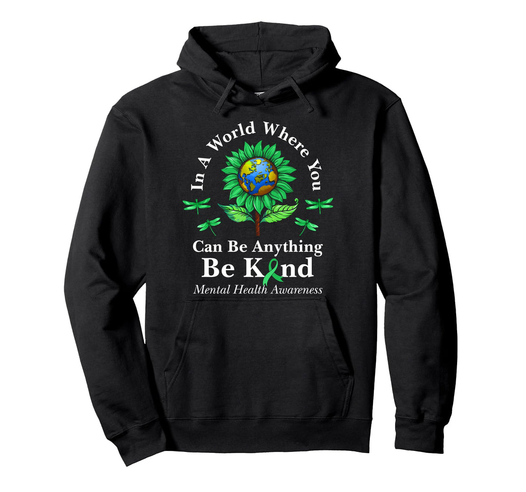Be Kind Green Ribbon Sunflower Mental Hoodie - Unique Graphic for Adults - T-Shirt, Sweatshirt, Hoodie