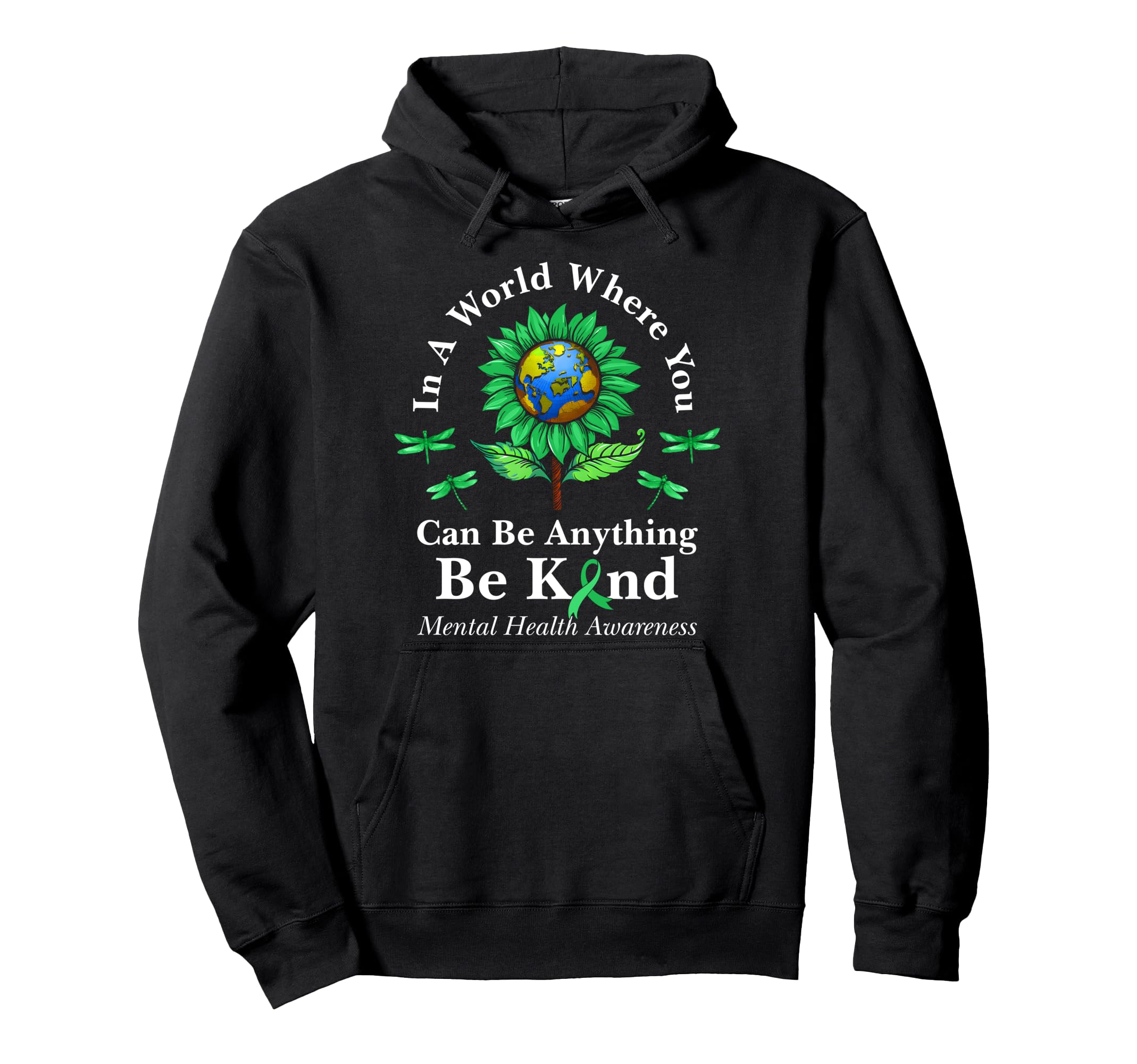 Be Kind Green Ribbon Sunflower Mental Hoodie - Unique Graphic for Adults - T-Shirt, Sweatshirt, Hoodie