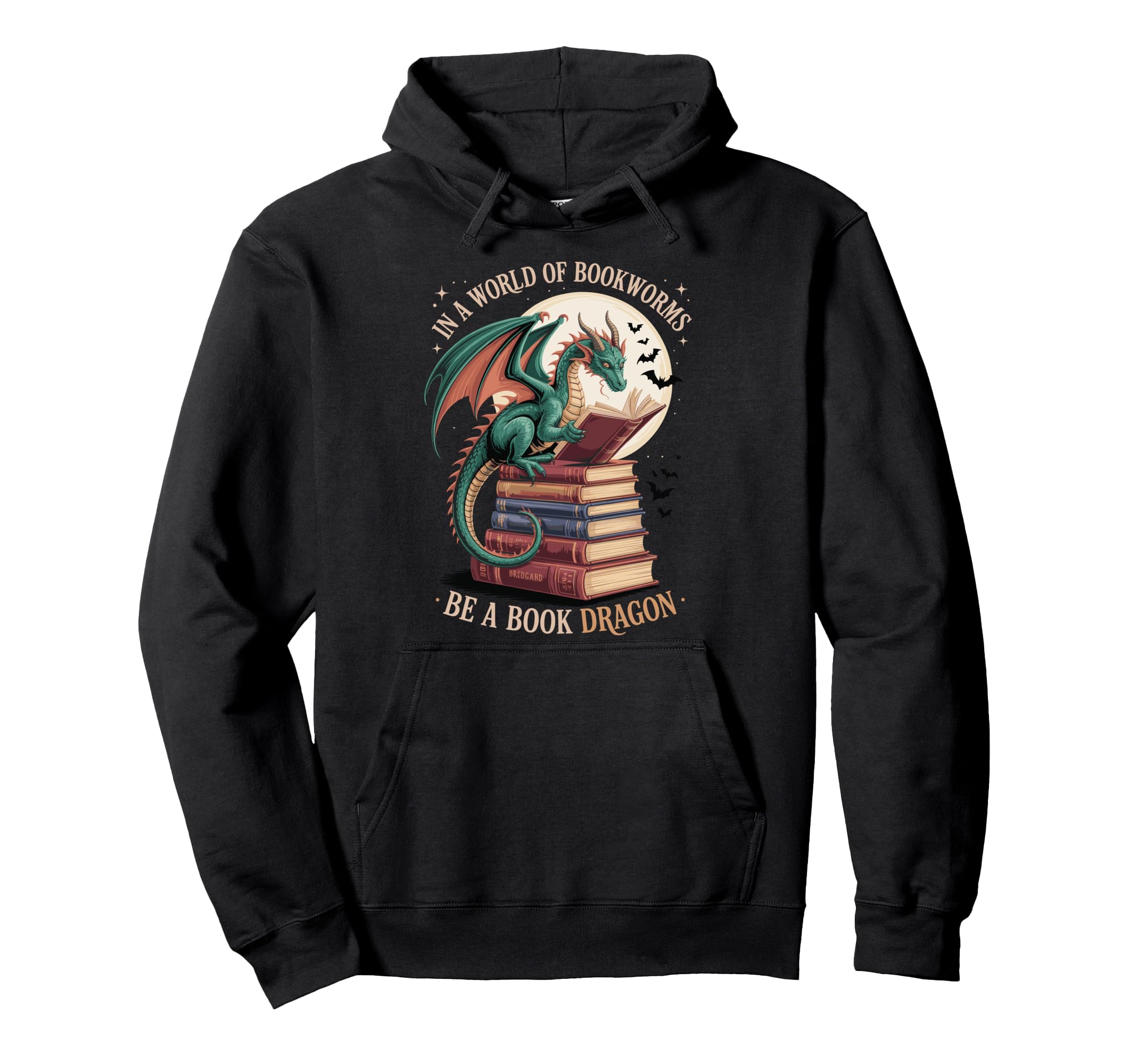 World Bookworms Be Book Dragon Hoodie - Fun Novelty Design Unisex - T-Shirt, Sweatshirt, Hoodie