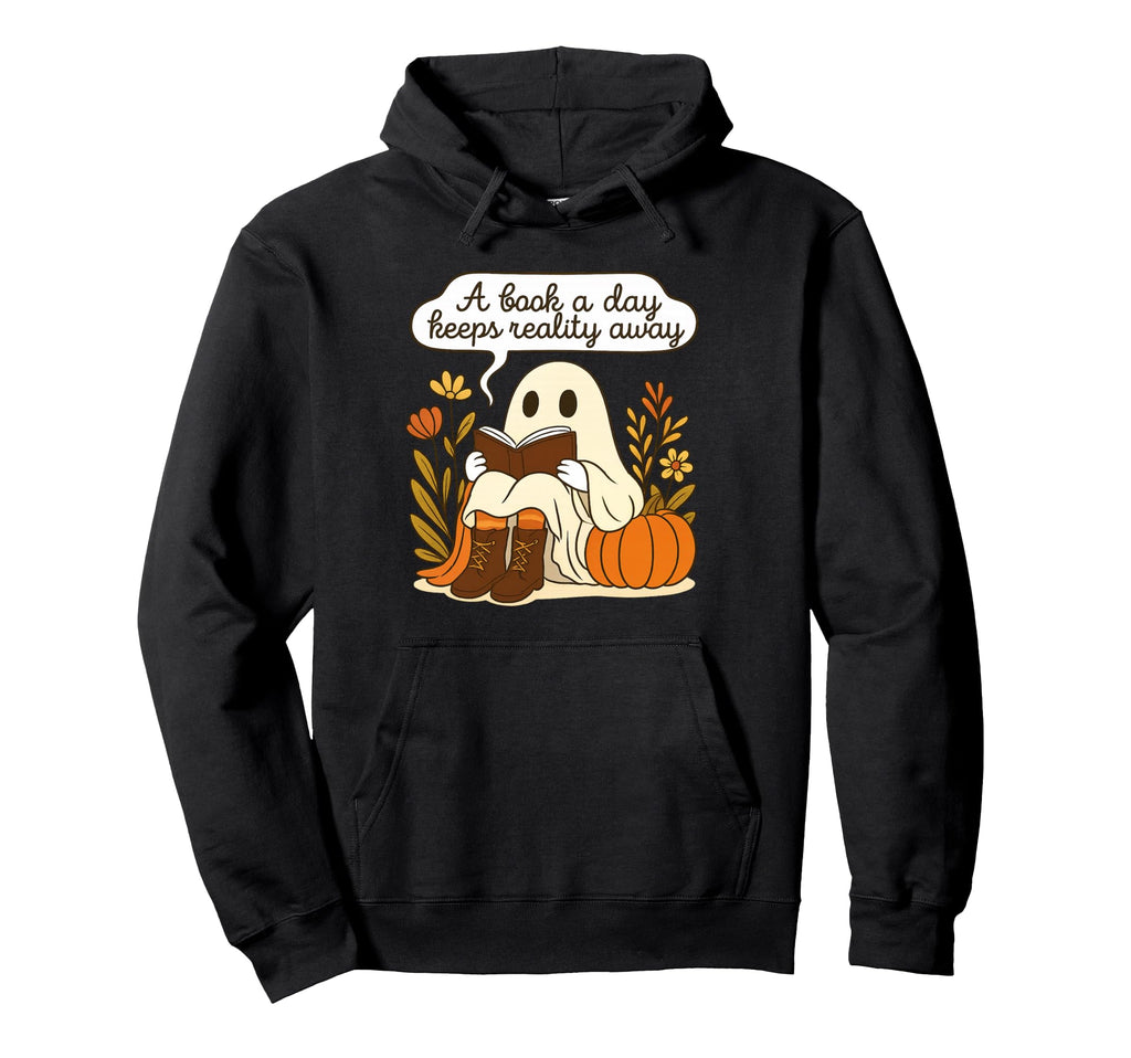 Bibliophile Fall Ghost Book Day Keeps Hoodie - Graphic Print for Adults - T-Shirt, Sweatshirt, Hoodie