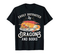 Easily Distracted Dragons And Books T-Shirt - Unique Graphic for Adults - T-Shirt, Sweatshirt, Hoodie