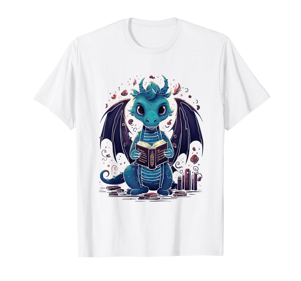 Book Dragon Reading Books Bookworm T-Shirt - Fun Novelty Design Unisex - T-Shirt, Sweatshirt, Hoodie