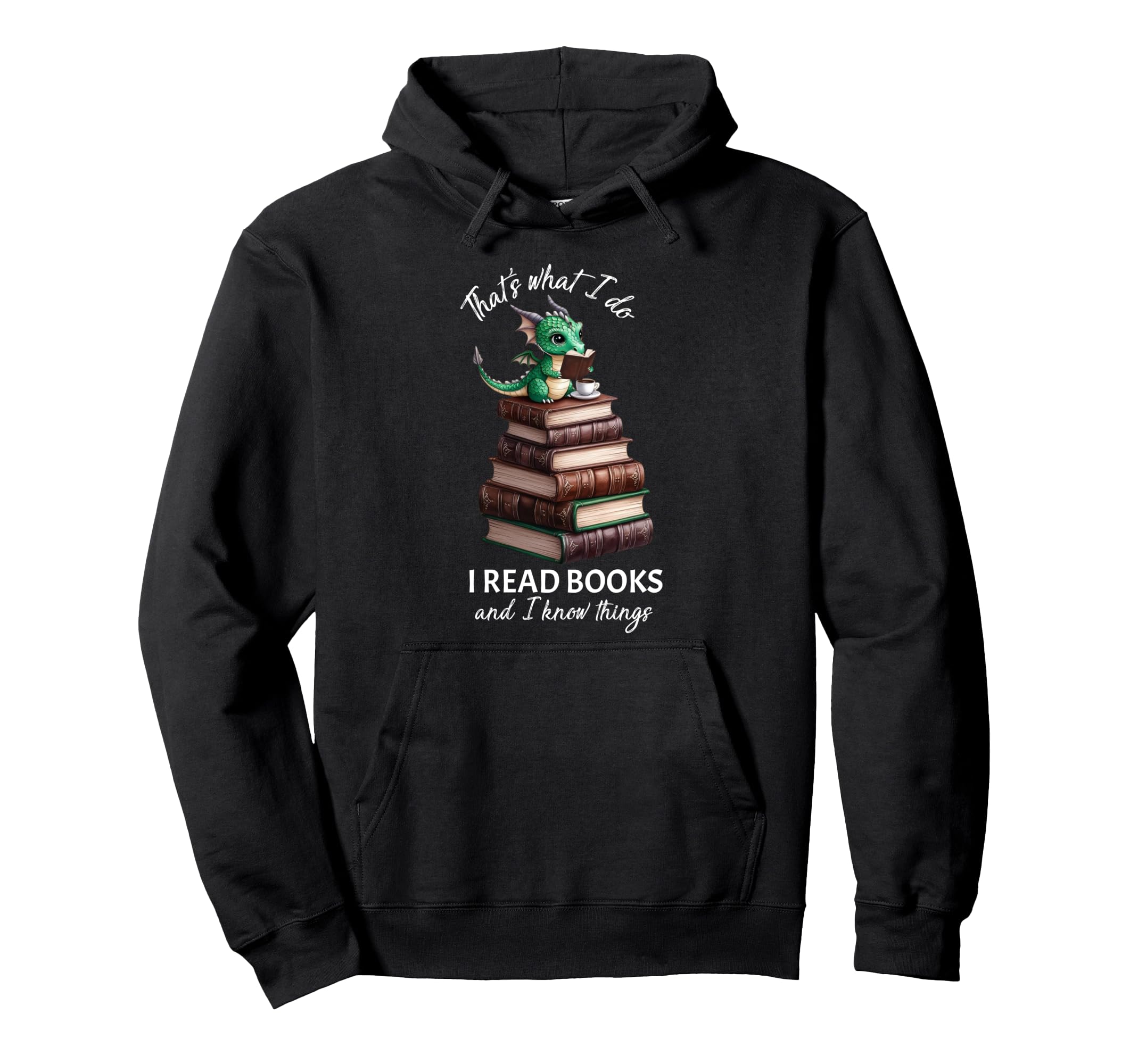 Librarian Bibliophile Dragon Coffee I Hoodie - Custom Art Print Men Women - T-Shirt, Sweatshirt, Hoodie
