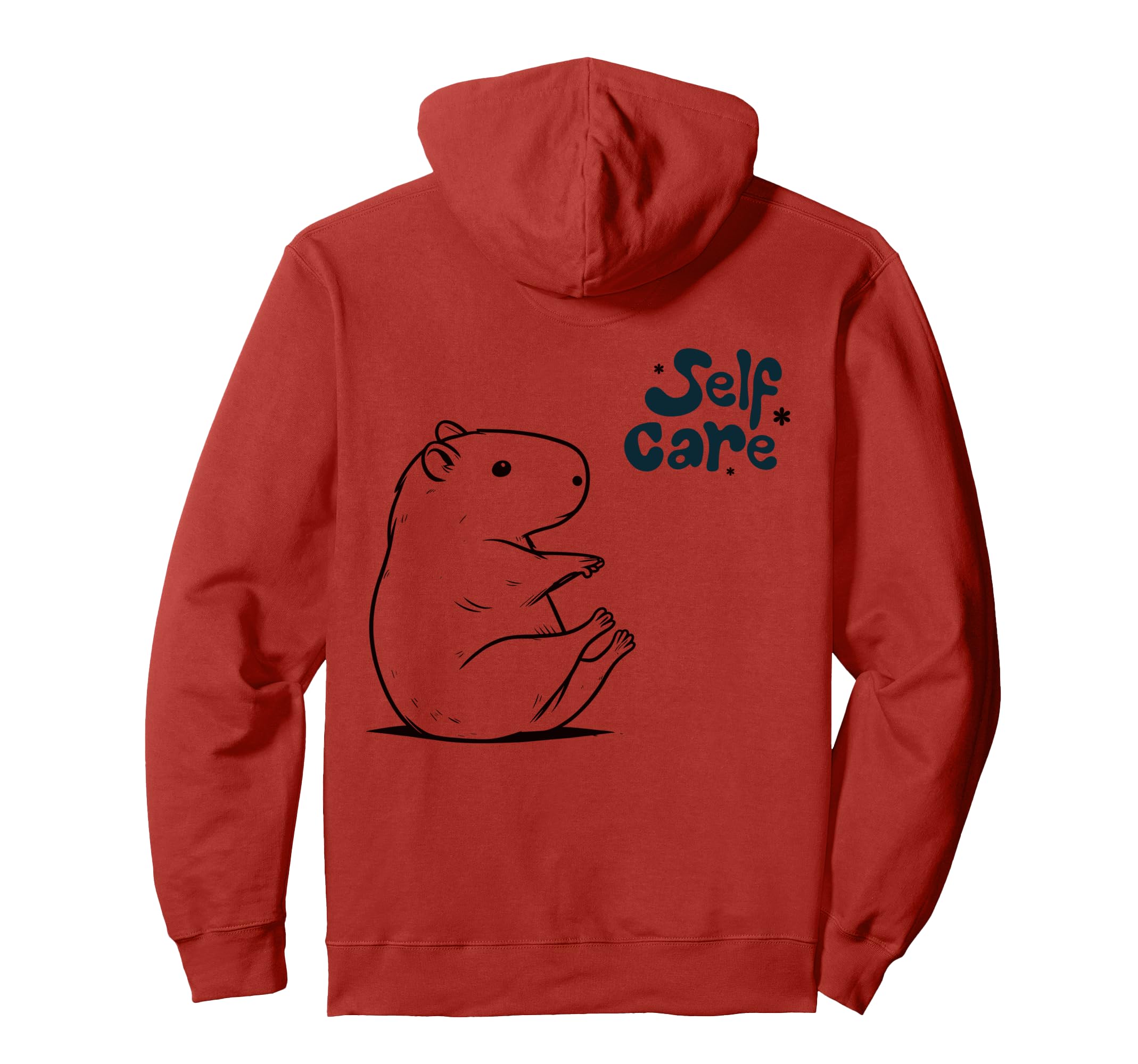 Self Care Sitting Capybara Lover Art Hoodie - Trendy Graphic for Adults - T-Shirt, Sweatshirt, Hoodie