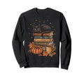 Cat Books Fall Leaves Reading Sweatshirt - Aesthetic Graphic Men Women - T-Shirt, Sweatshirt, Hoodie