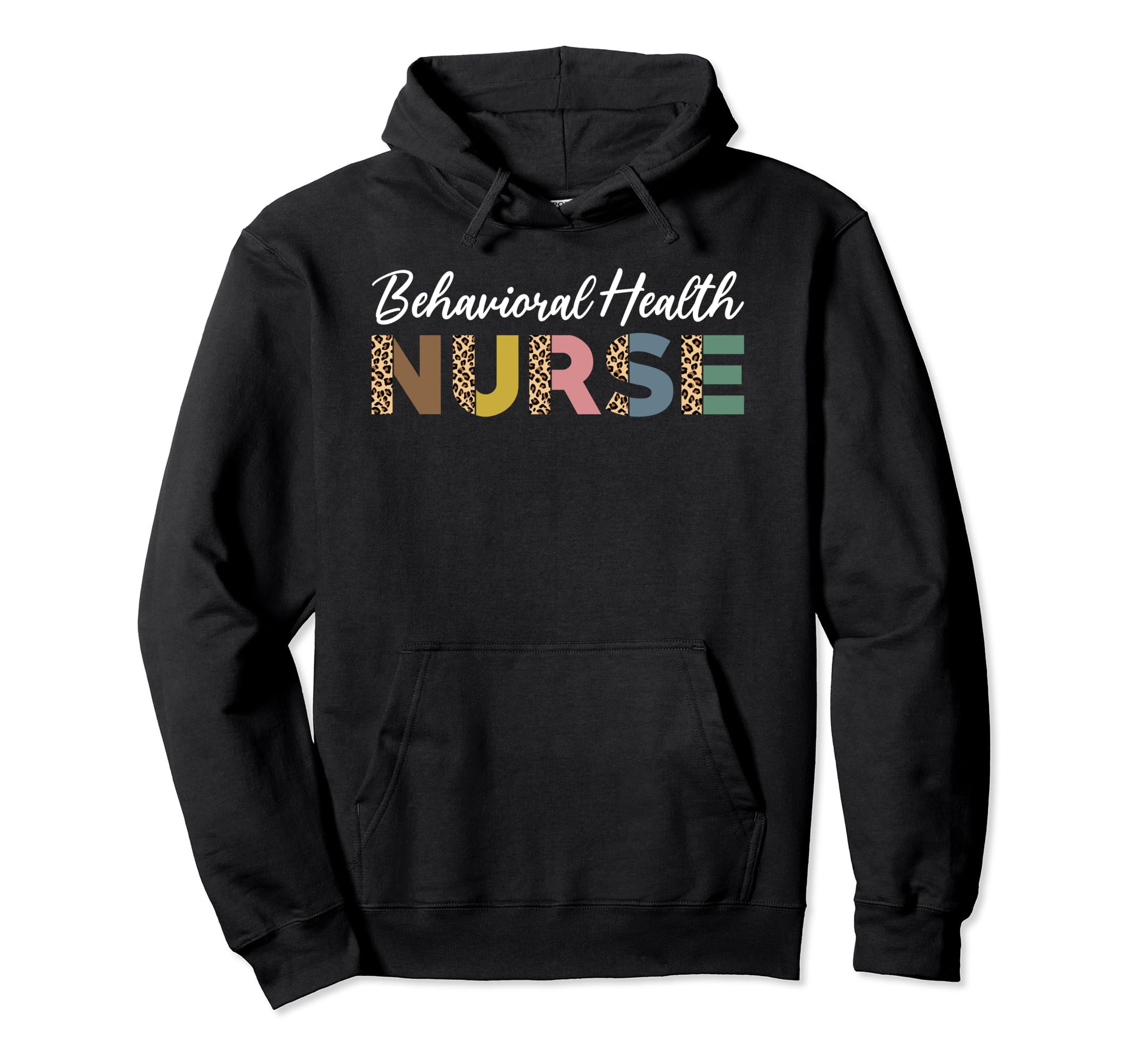 Behavioral Health Nurse Leopard Pattern Hoodie - Unique Graphic Unisex - T-Shirt, Sweatshirt, Hoodie