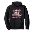 Booksolotl Axolotl Reading Book Lover Hoodie - Minimalist Print Men Women - T-Shirt, Sweatshirt, Hoodie