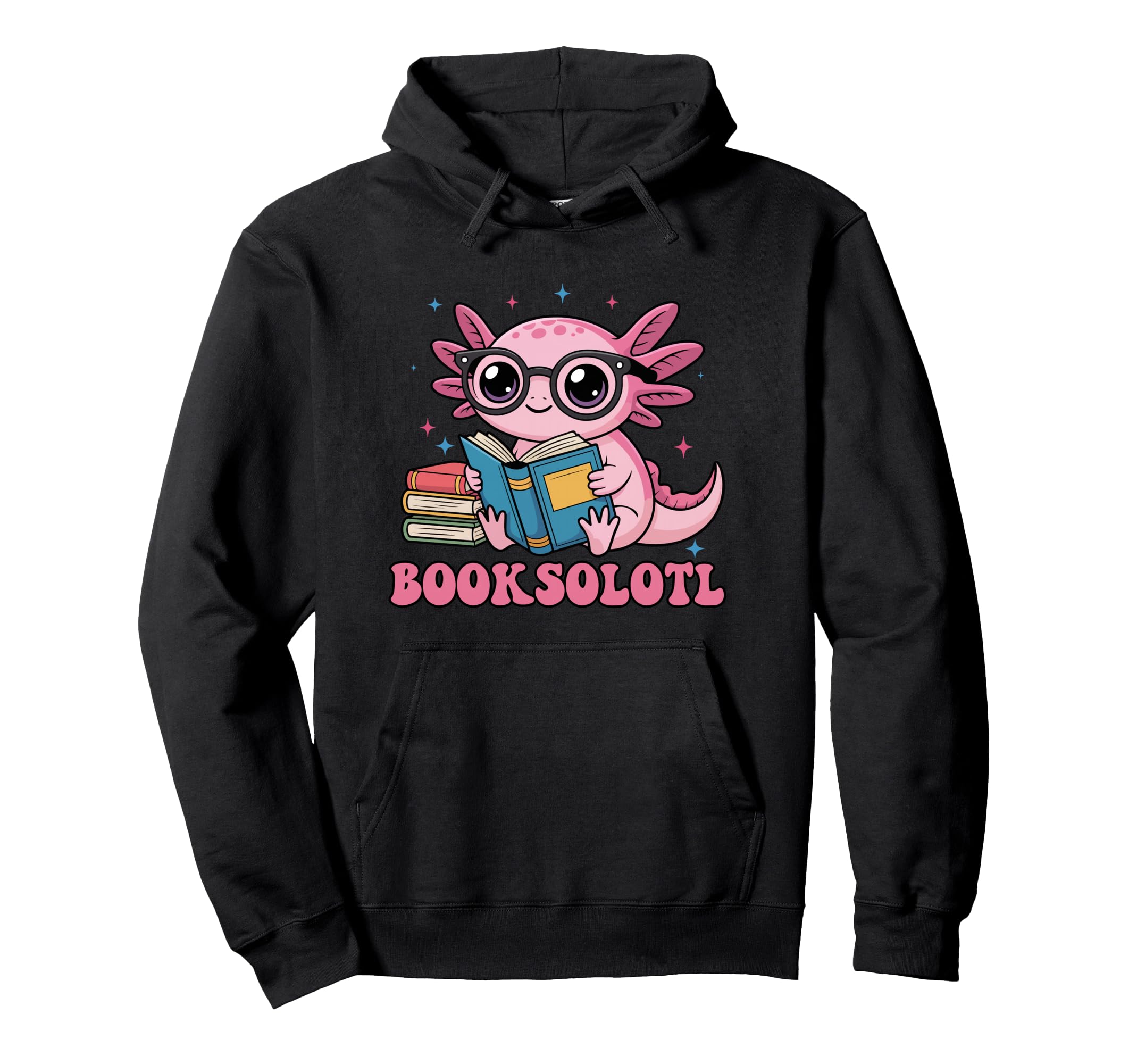 Booksolotl Axolotl Reading Book Lover Hoodie - Minimalist Print Men Women - T-Shirt, Sweatshirt, Hoodie