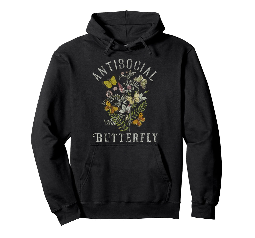 Antisocial Butterfly Fairy Grunge Hoodie - Unique Graphic for Adults - T-Shirt, Sweatshirt, Hoodie