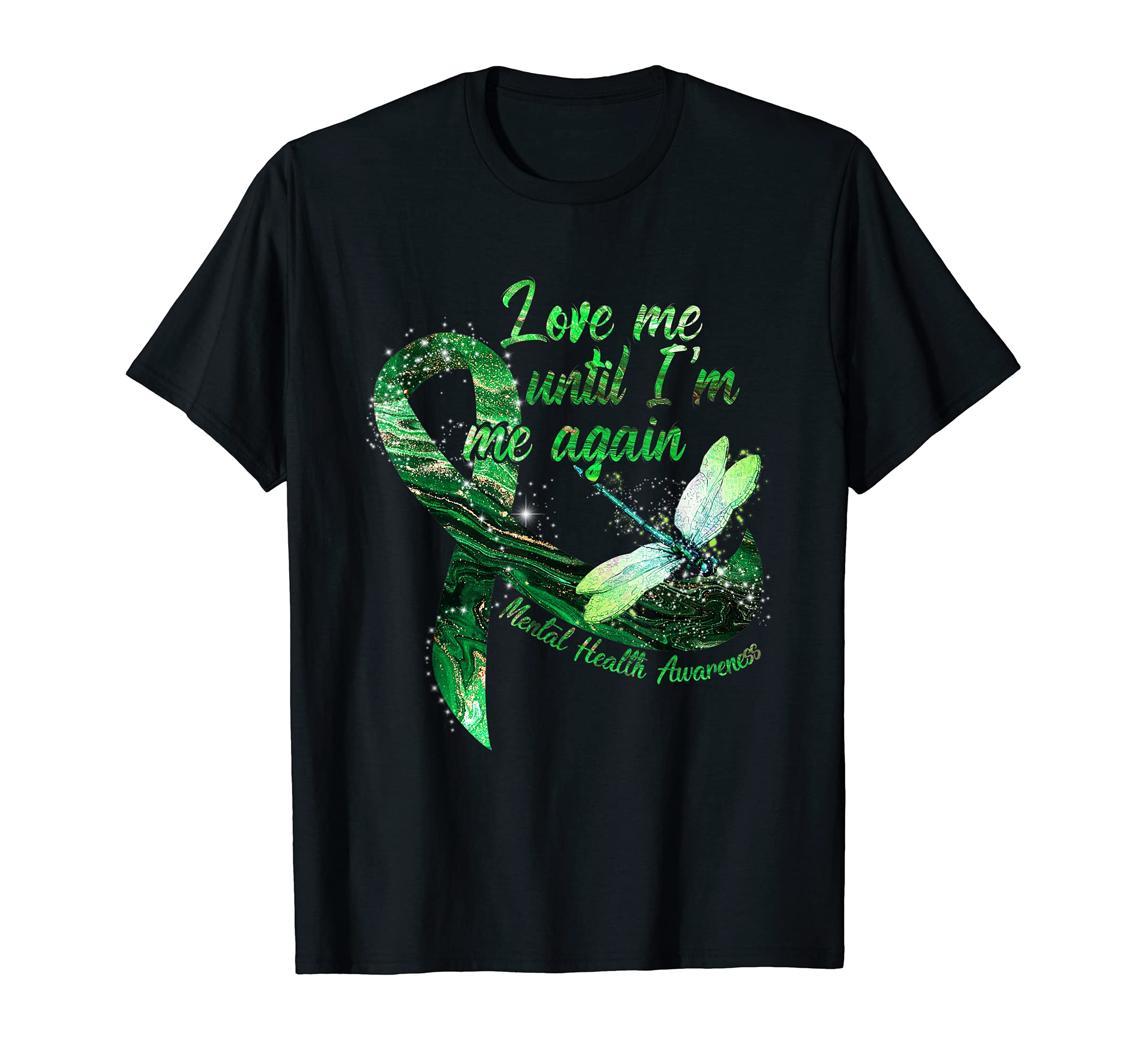 Dragonfly Green Ribbon Mental Health T-Shirt - Minimalist Print for Adults - T-Shirt, Sweatshirt, Hoodie